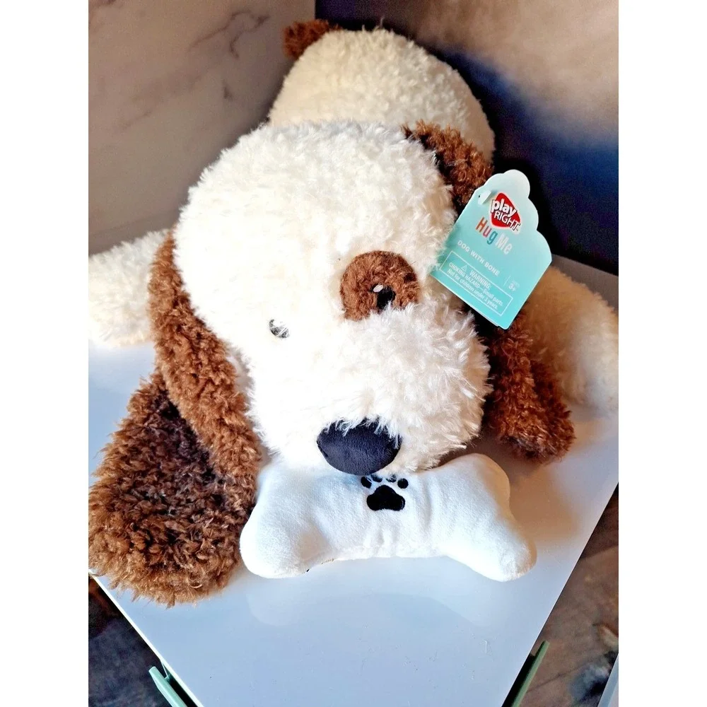 Hug Me Dog With Bone Floppy Laying Bone Plush Large 20